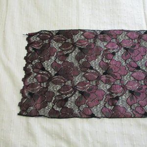 1990s deep purple & black lace scarf